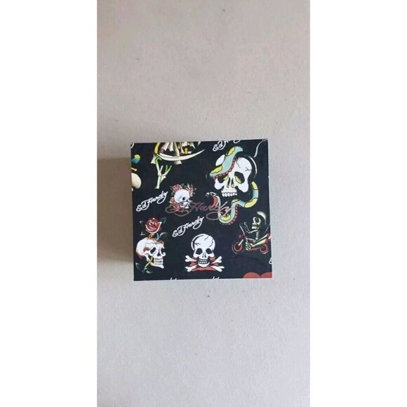 NEW ED HARDY MEN'S BLACK SILICONE SKULL FACE MULTICOLOR  STRAP WATCH 46MM IN BOX - Picture 7 of 7